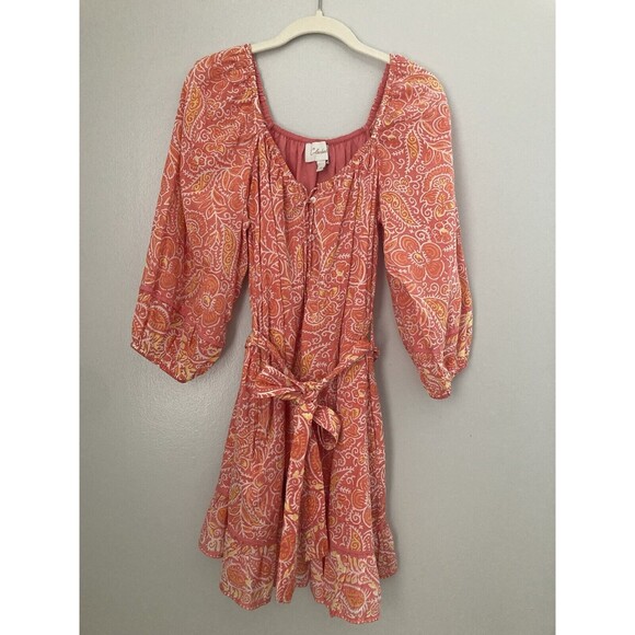 Cleobella Grace Mini Dress Blossom Block Print Pink SMALL Women’s - Picture 2 of 13